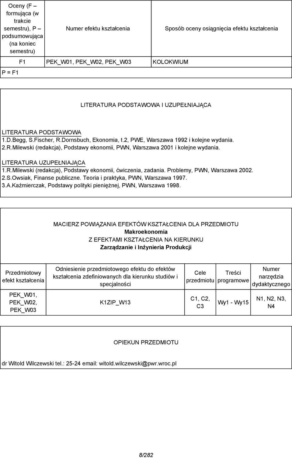 LITERATURA UZUPEŁNIAJĄCA 1.R.Milewski (redakcja), Podstawy ekonomii, ćwiczenia, zadania. Problemy, PWN, Warszawa 00..S.Owsiak, Finanse publiczne. Teoria i praktyka, PWN, Warszawa 1997. 3.A.Kaźmierczak, Podstawy polityki pieniężnej, PWN, Warszawa 1998.