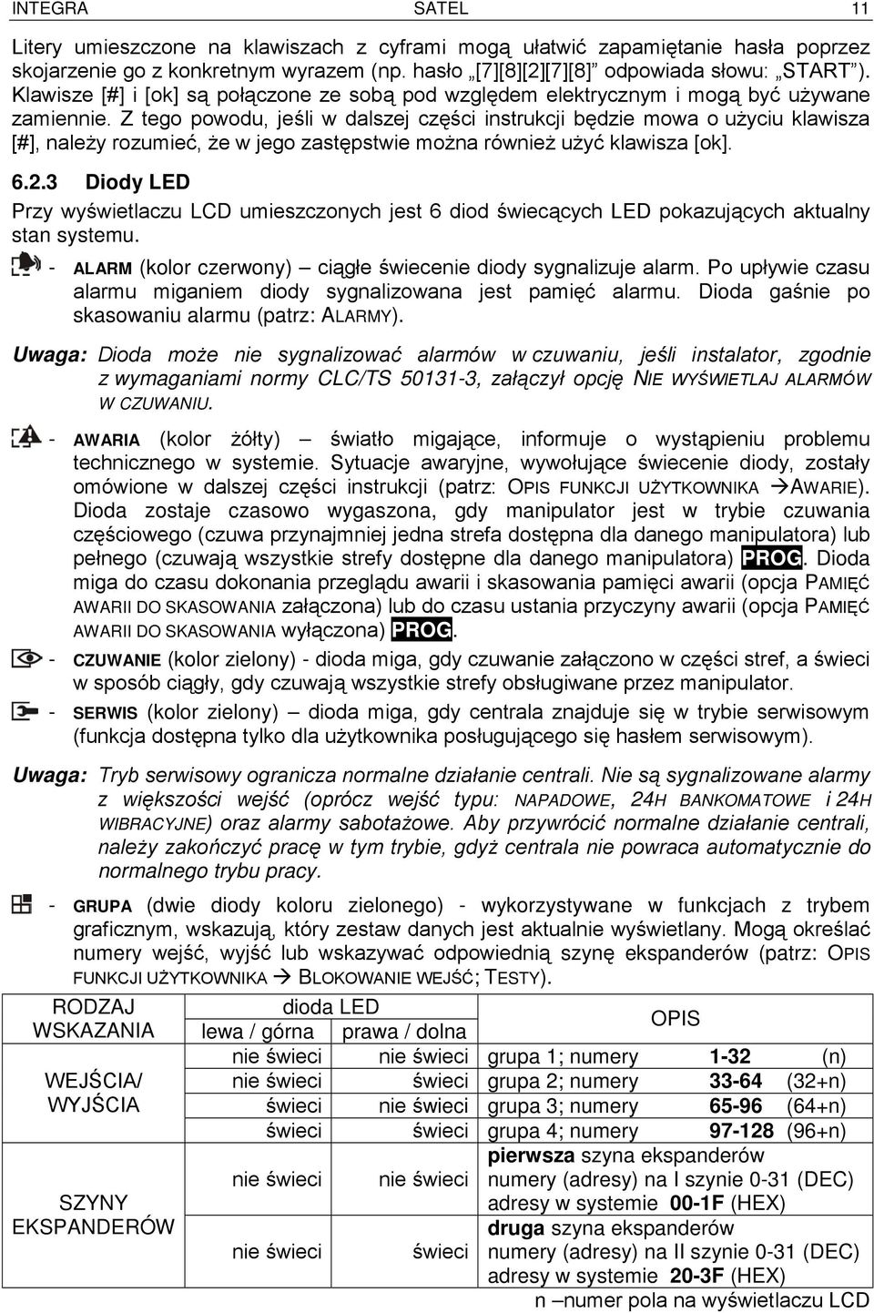 Z tego powodu, jeśli w dalszej części instrukcji będzie mowa o użyciu klawisza [#], należy rozumieć, że w jego zastępstwie można również użyć klawisza [ok]. 6.2.