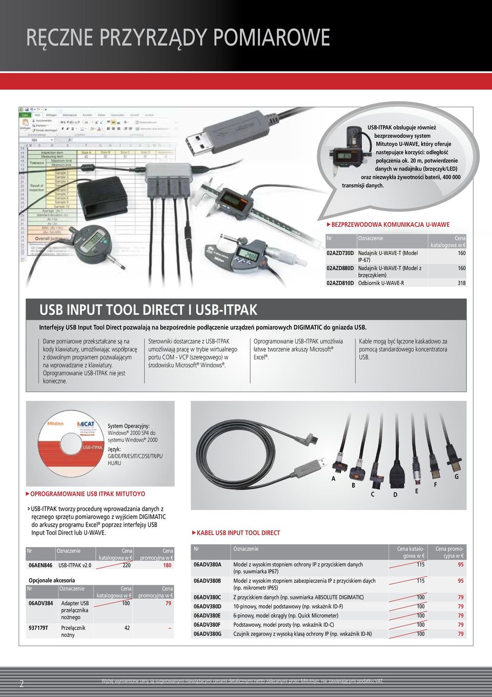 bezprzewodowa komunikacja U-WAWE Nr Oznaczenie 02AZD730D Nadajnik U-WAVE-T (Model 160 IP-67) 02AZD880D Nadajnik U-WAVE-T (Model z 160 brzęczykiem) 02AZD810D Odbiornik U-WAVE-R 318 USB Input Tool