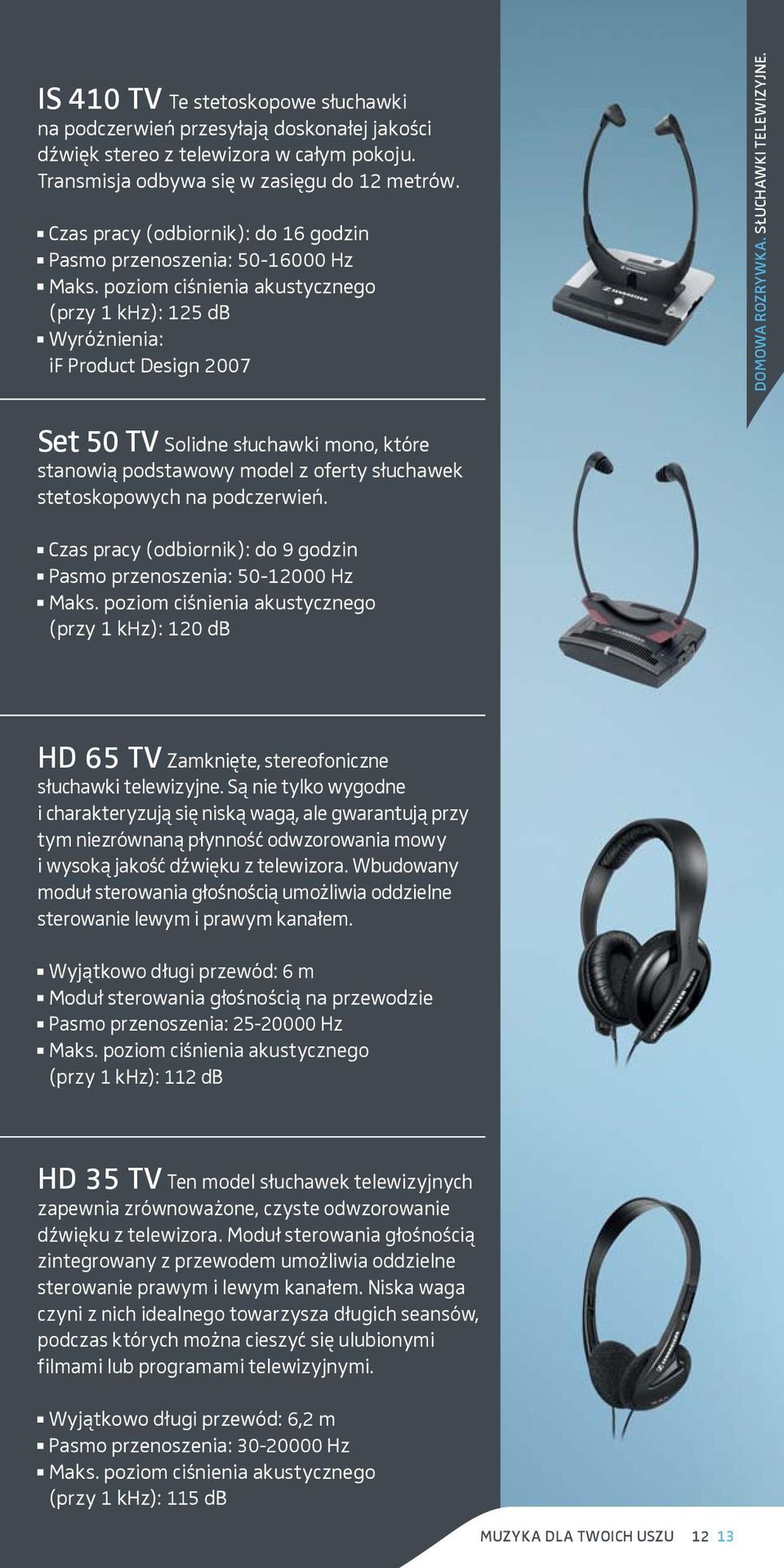 Set 50 TV Solidne słuchawki mono, które stanowią podstawowy model z oferty słuchawek stetoskopowych na podczerwień.