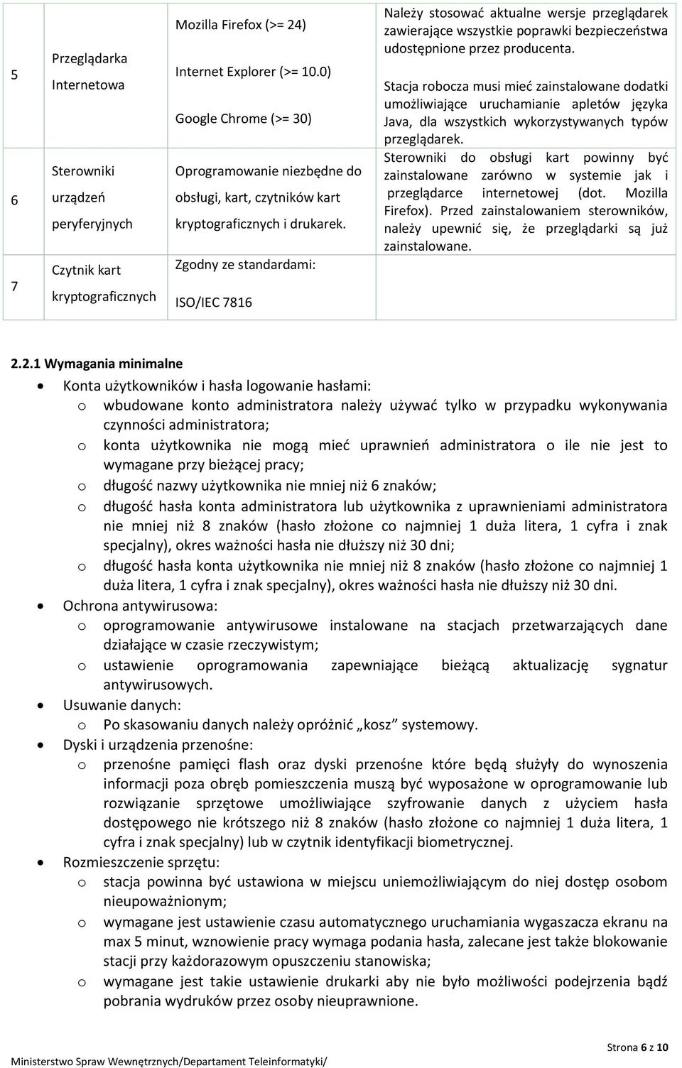 Zgodny ze standardami: ISO/IEC 7816 Należy stosować aktualne wersje przeglądarek zawierające wszystkie poprawki bezpieczeństwa udostępnione przez producenta.