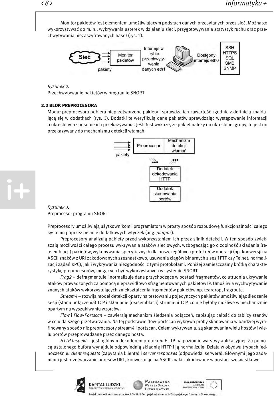 2 BLOK PREPROCESORA Moduł preprocesora pobiera nieprzetworzone pakiety i sprawdza ich zawartość zgodnie z definicją znajdującą się w dodatkach (rys. 3).