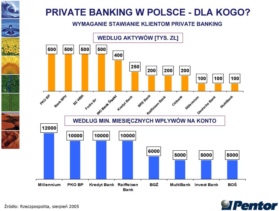 10000 BRE Bank Raiffeisen Bank Citibank Millennium Deutsche Bank WEDŁUG MIN.