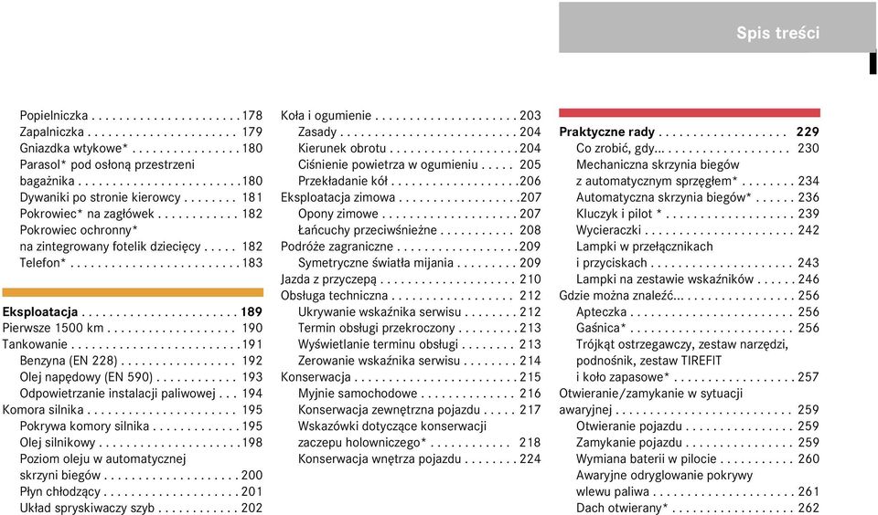 .................. 190 Tankowanie.........................191 Benzyna (EN 228)................. 192 Olej napêdowy (EN 590)............ 193 Odpowietrzanie instalacji paliwowej... 194 Komora silnika.