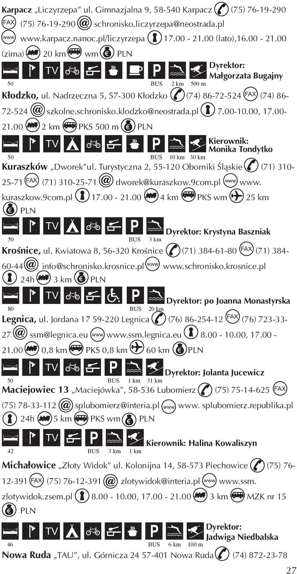 00 3 km MZK nr 15 LN Nowa Ruda TAU, ul. Górnicza 24 57-401 Nowa Ruda (75) 76-19-290 (75) 76-19-290 schronisko.liczyrzepa@neostrada.pl.karpacz.nanoc.pl/liczyrzepa 17.00-21.