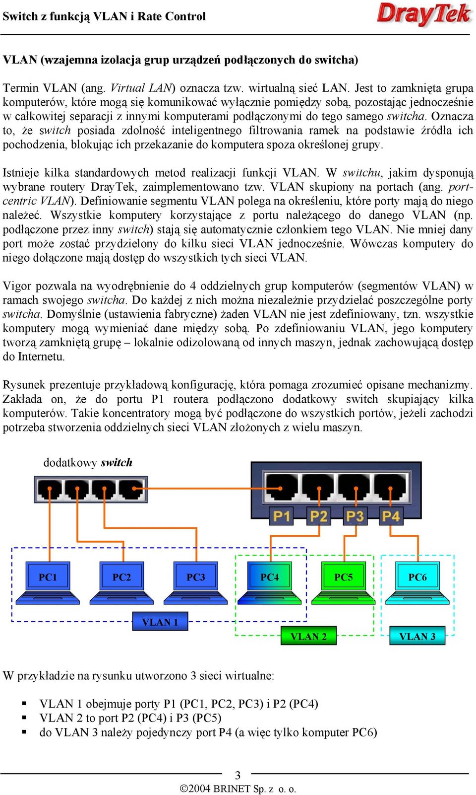 Oznacza to, że switch posiada zdolność inteligentnego filtrowania ramek na podstawie źródła ich pochodzenia, blokując ich przekazanie do komputera spoza określonej grupy.