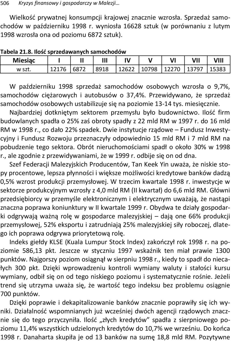 12176 6872 8918 12622 10798 12270 13797 15383 W październiku 1998 sprzedaż samochodów osobowych wzrosła o 9,7%, samochodów ciężarowych i autobusów o 37,4%.