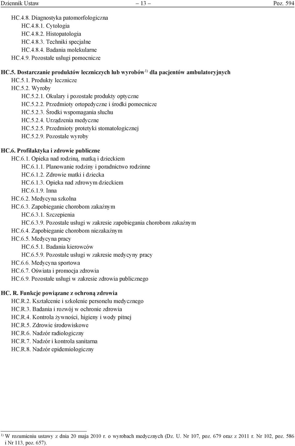 5.2.3. Środki wspomagania słuchu HC.5.2.4. Urządzenia medyczne HC.5.2.5. Przedmioty protetyki stomatologicznej HC.5.2.9. Pozostałe wyroby HC.6. Profilaktyka i zdrowie publiczne HC.6.1.