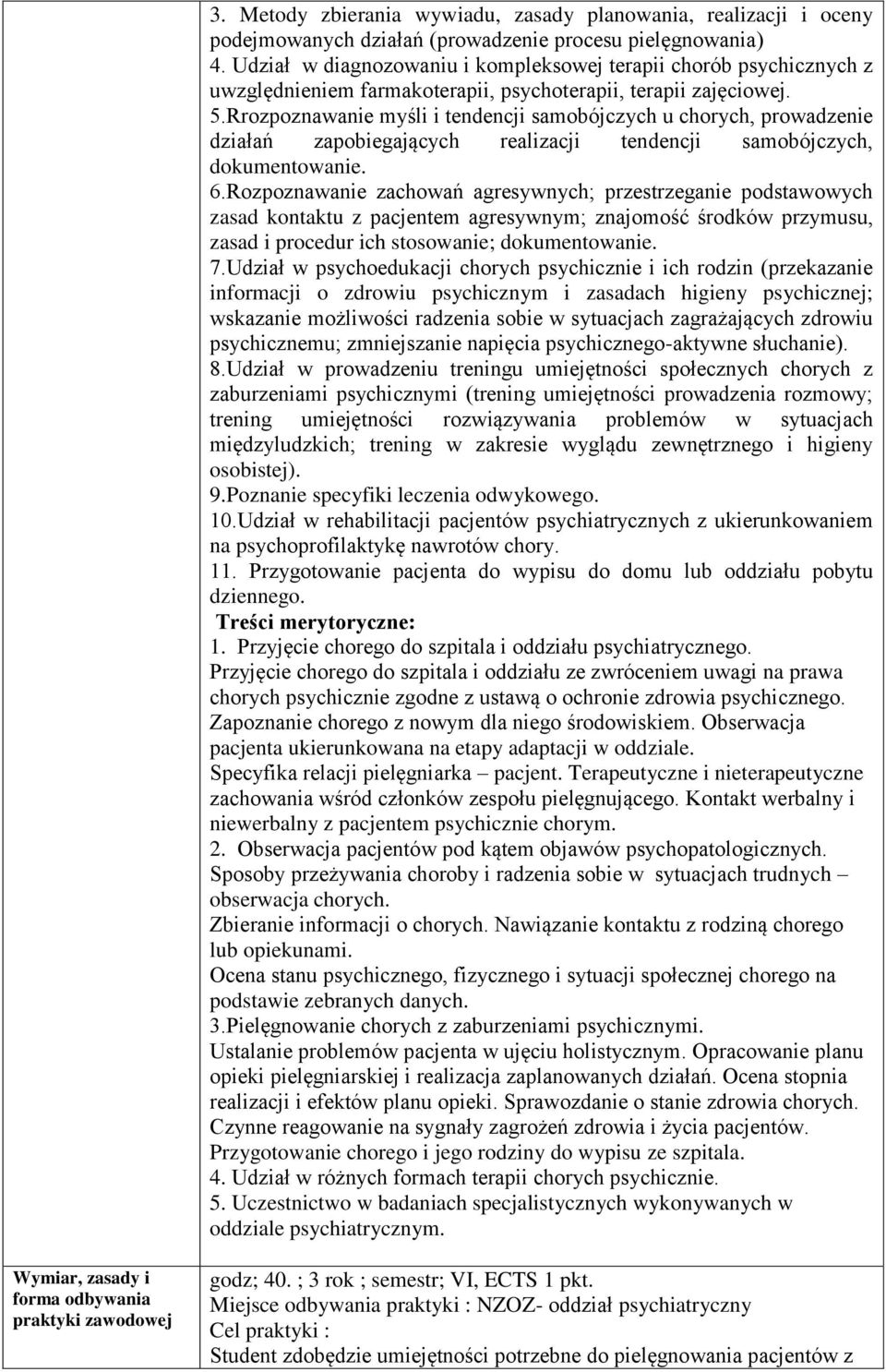 Rrozpoznawanie myśli i tendencji samobójczych u chorych, prowadzenie działań zapobiegających realizacji tendencji samobójczych, dokumentowanie. 6.