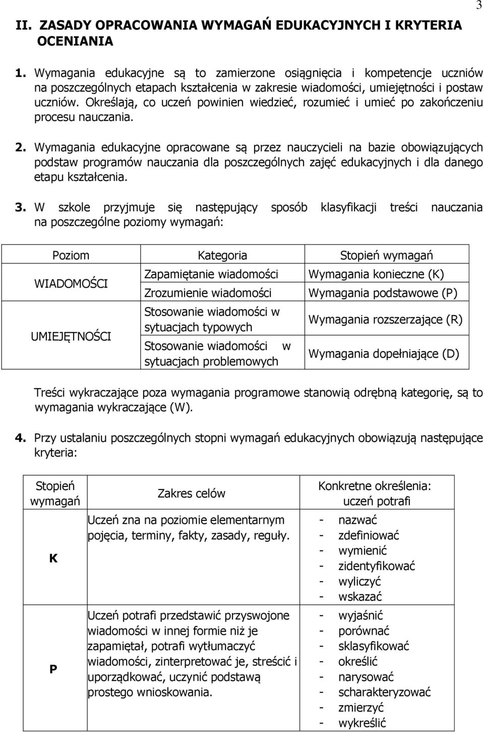 Określają, co uczeń powinien wiedzieć, rozumieć i umieć po zakończeniu procesu nauczania. 2.