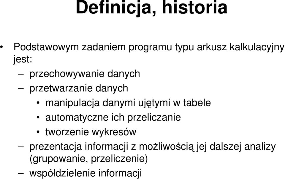 tabele automatyczne ich przeliczanie tworzenie wykresów prezentacja informacji