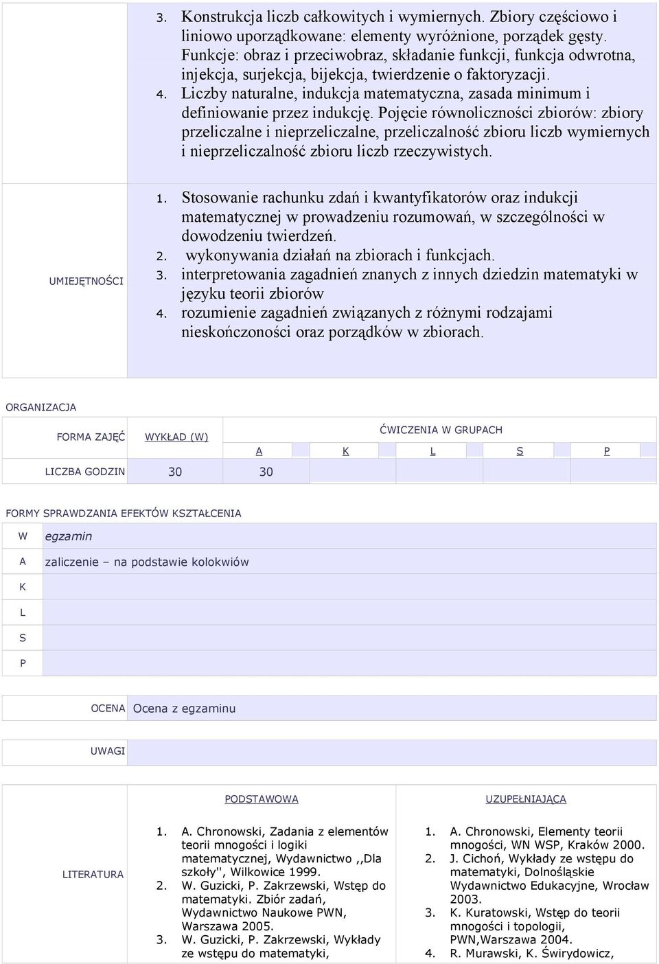 iczby naturalne, indukcja matematyczna, zasada minimum i definiowanie przez indukcję.