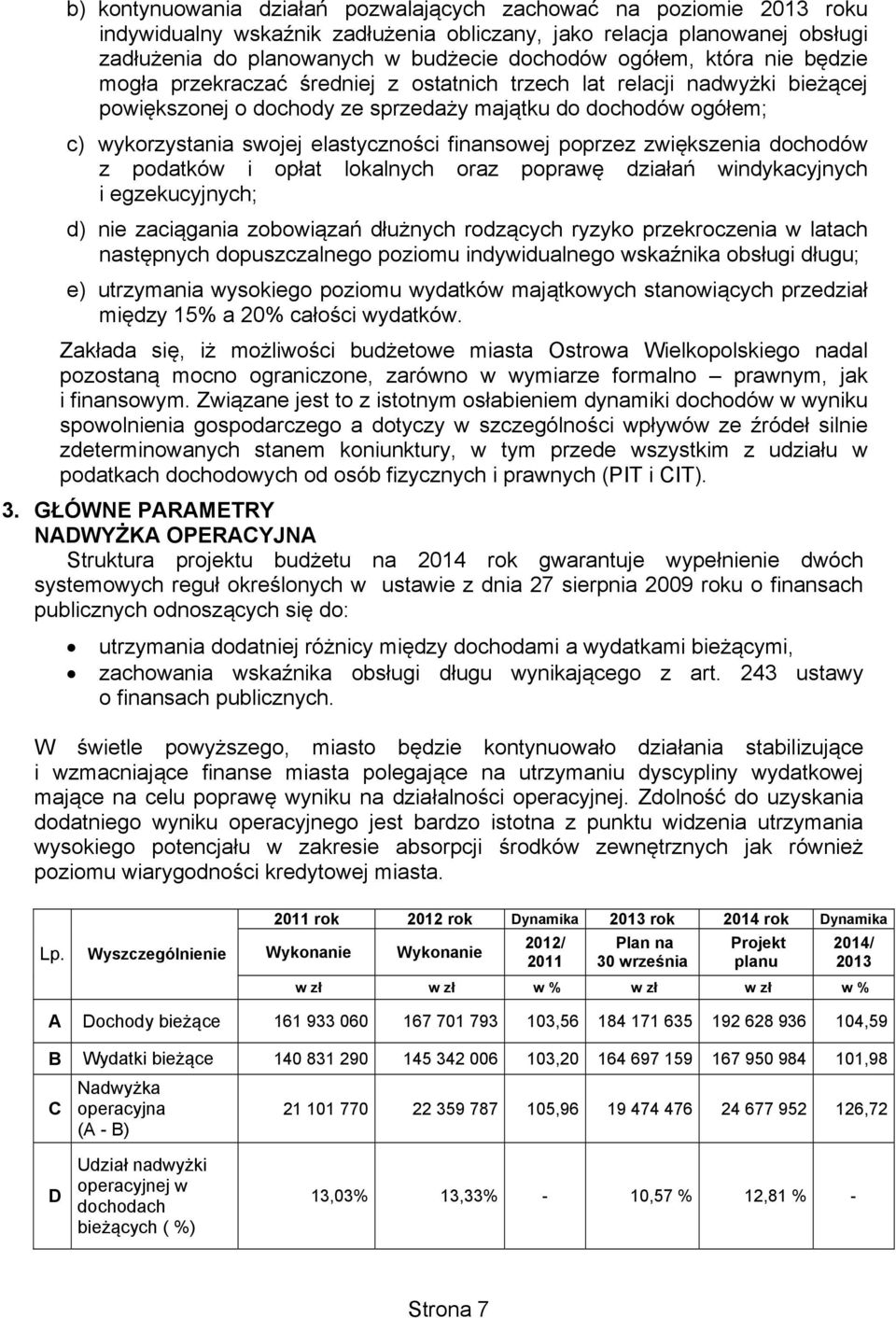 finansowej poprzez zwiększenia dochodów z podatków i opłat lokalnych oraz poprawę działań windykacyjnych i egzekucyjnych; d) nie zaciągania zobowiązań dłużnych rodzących ryzyko przekroczenia w latach