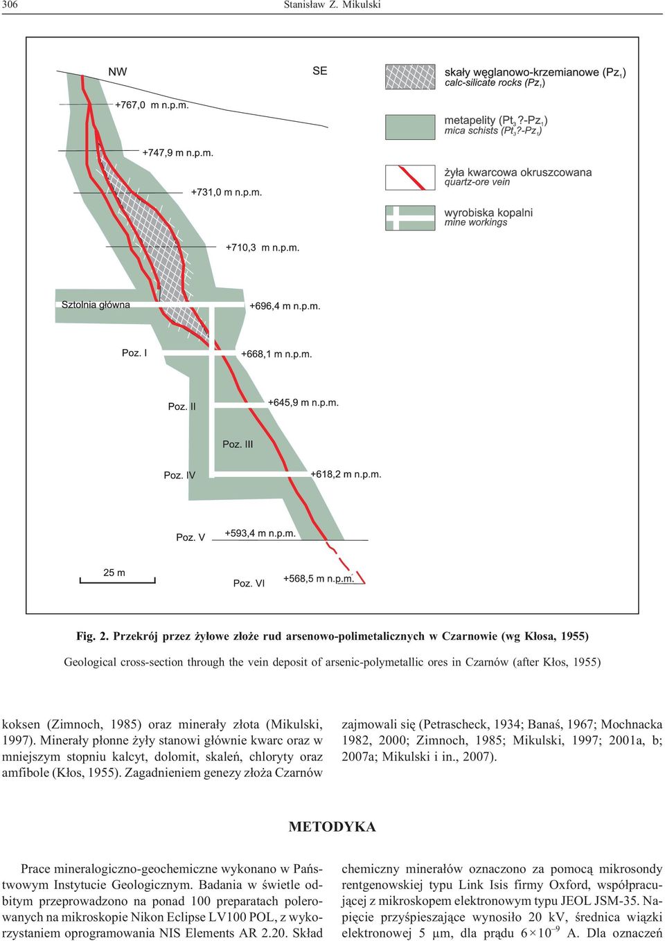 koksen (Zimnoch, 1985) oraz minera³y z³ota (Mikulski, 1997). Minera³y p³onne y³y stanowi g³ównie kwarc oraz w mniejszym stopniu kalcyt, dolomit, skaleñ, chloryty oraz amfibole (K³os, 1955).