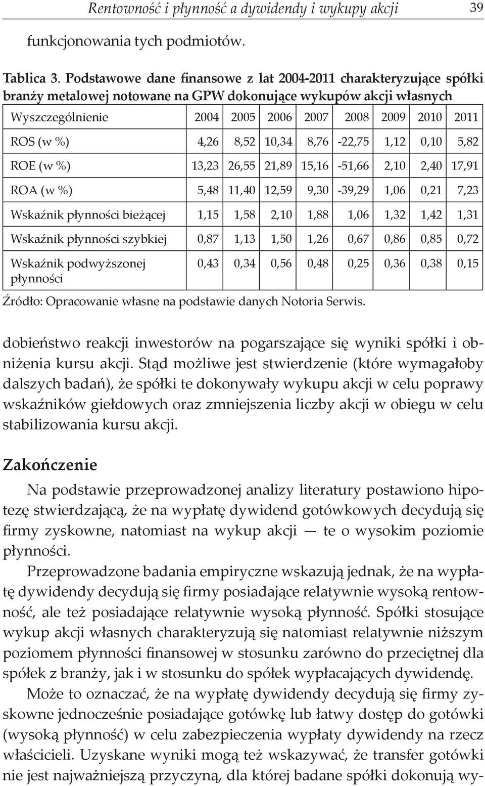 Przeprowadzone badania empiryczne wskazują jednak, że na wypłatę dywidendy decydują się firmy posiadające relatywnie wysoką rentowność, ale też posiadające relatywnie wysoką płynność.