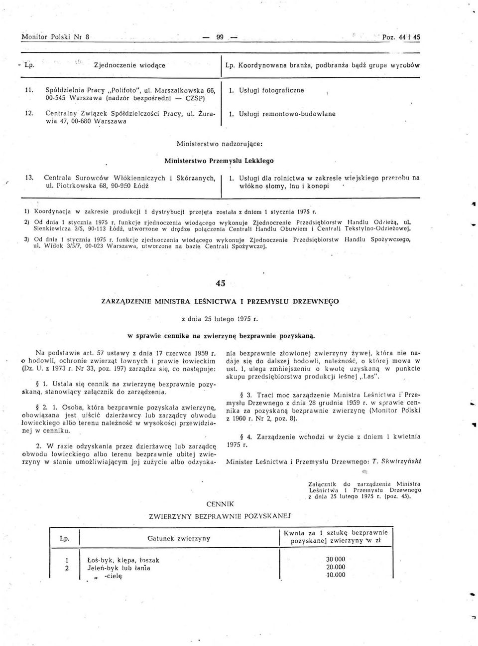 Lurawia 47, 00-680 Warszawa 1. Usługi fotograficzne 1. Usługi remontowo-budowlane Ministerstwo Przemysłu Lekkiego, ~ 13. Centrala Surowców Włókienniczych i skórzanych'l ul.