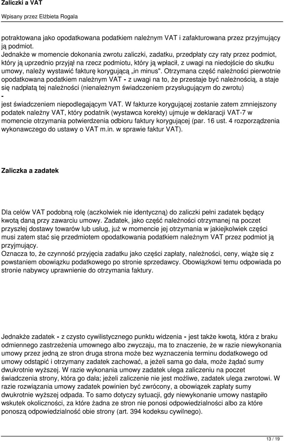 należy wystawić fakturę korygującą in minus".