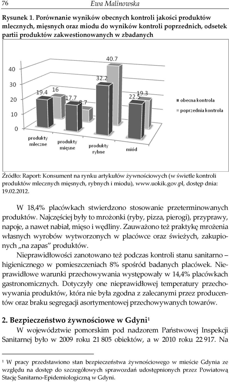 na rynku artykułów żywnościowych (w świetle kontroli produktów mlecznych mięsnych, rybnych i miodu), www.uokik.gov.pl, dostęp dnia: 19.02.2012.