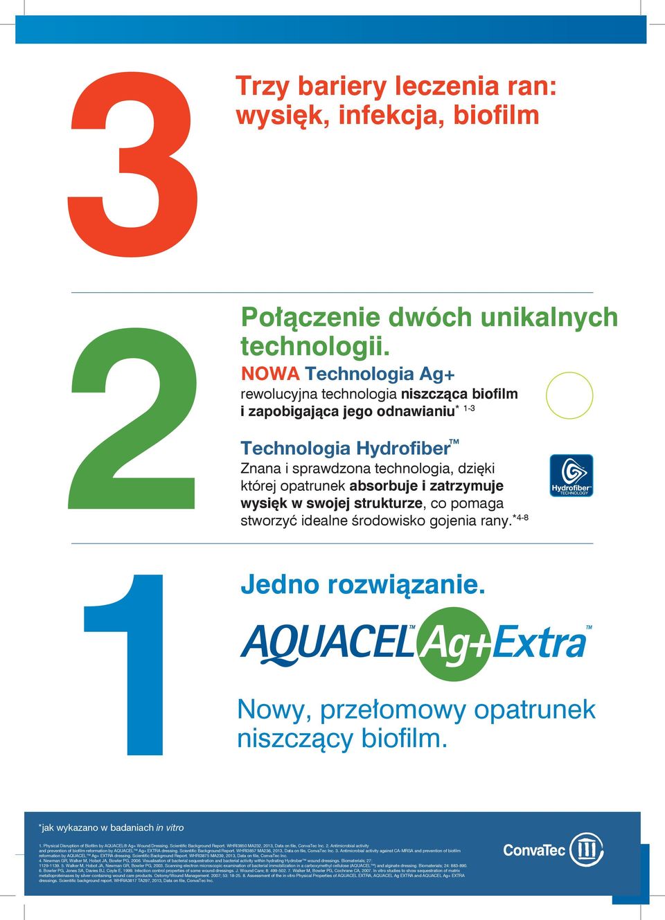 zatrzymuje wysięk w swojej strukturze, co pomaga rozwiązanie. stworzyć idealne środowisko gojenia rany. *4-8 Nowy, przełomowy opatrunek niszczący biofilm. *jak wykazano w badaniach in vitro 1.