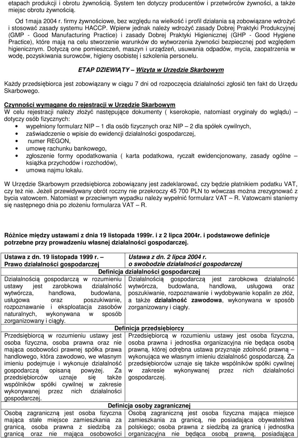 Wpierw jednak należy wdrożyć zasady Dobrej Praktyki Produkcyjnej (GMP - Good Manufacturing Practice) i zasady Dobrej Praktyki Higienicznej (GHP - Good Hygiene Practice), które mają na celu stworzenie