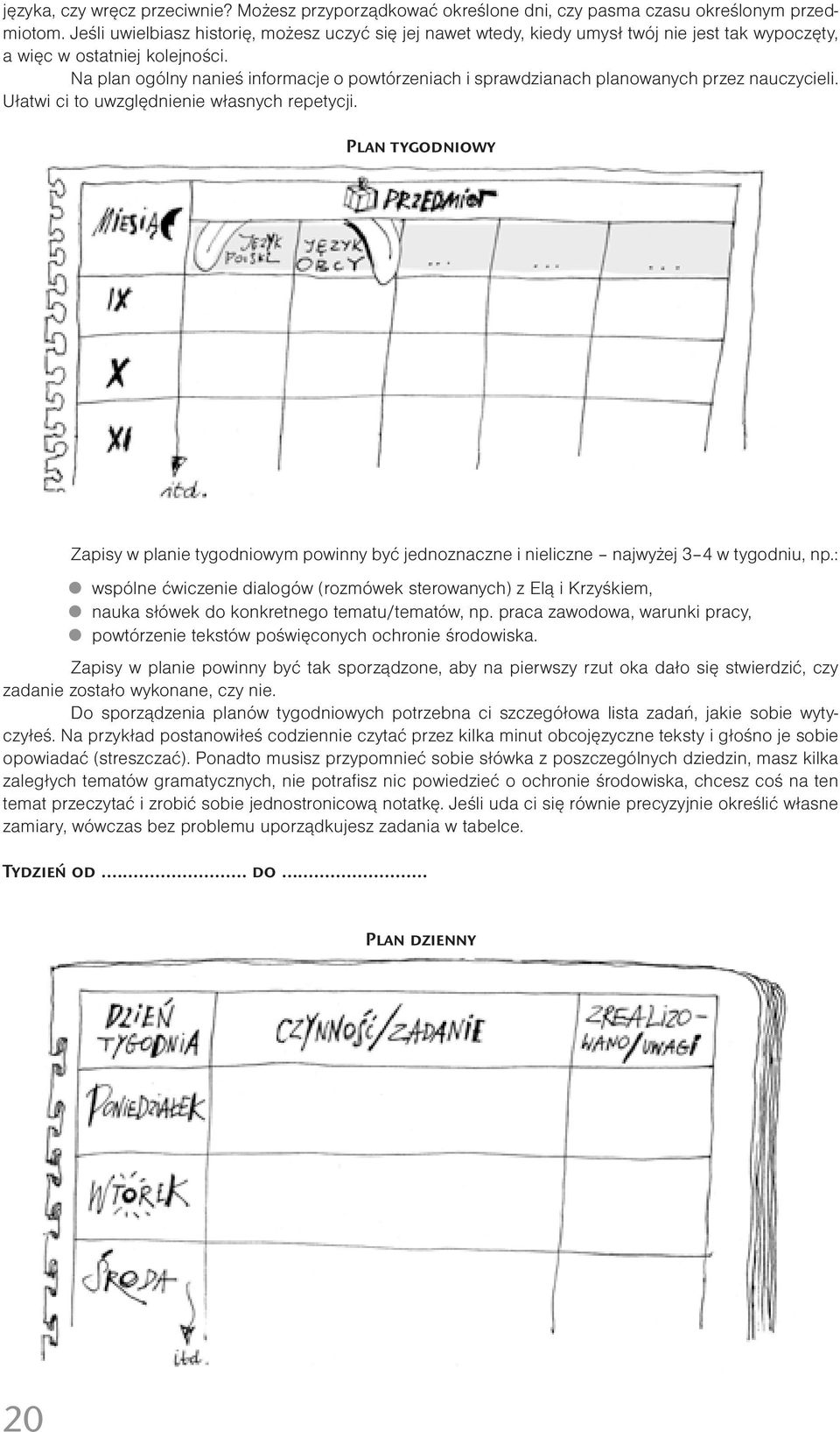 Na plan ogólny nanieś informacje o powtórzeniach i sprawdzianach planowanych przez nauczycieli. Ułatwi ci to uwzględnienie własnych repetycji.