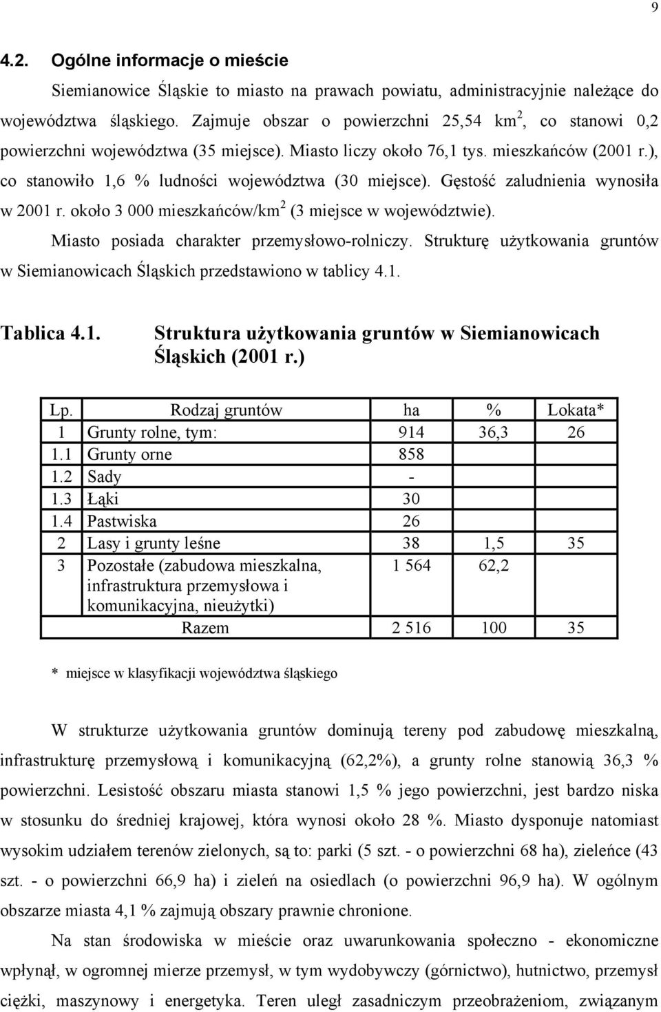 Gęstość zaludnienia wynosiła w 2001 r. około 3 000 mieszkańców/km 2 (3 miejsce w województwie). Miasto posiada charakter przemysłowo-rolniczy.