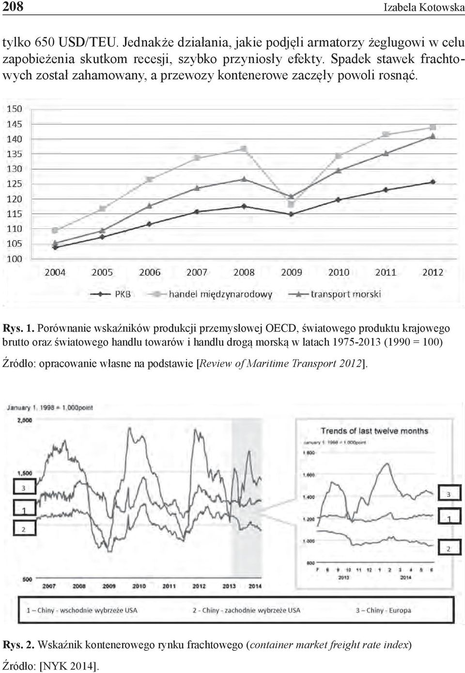 Spadek stawek frachtowych został zahamowany, a przewozy kontenerowe zaczęły powoli rosnąć. Rys. 1.