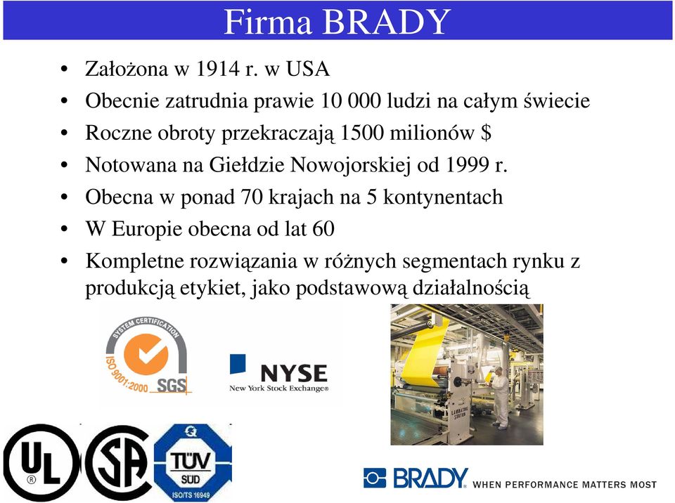 1500 milionów $ Notowana na Giełdzie Nowojorskiej od 1999 r.