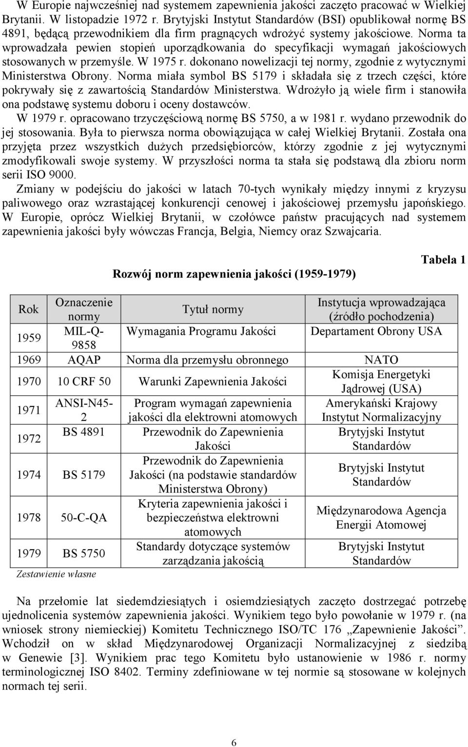 Norma ta wprowadzała pewien stopień uporządkowania do specyfikacji wymagań jakościowych stosowanych w przemyśle. W 1975 r. dokonano nowelizacji tej normy, zgodnie z wytycznymi Ministerstwa Obrony.