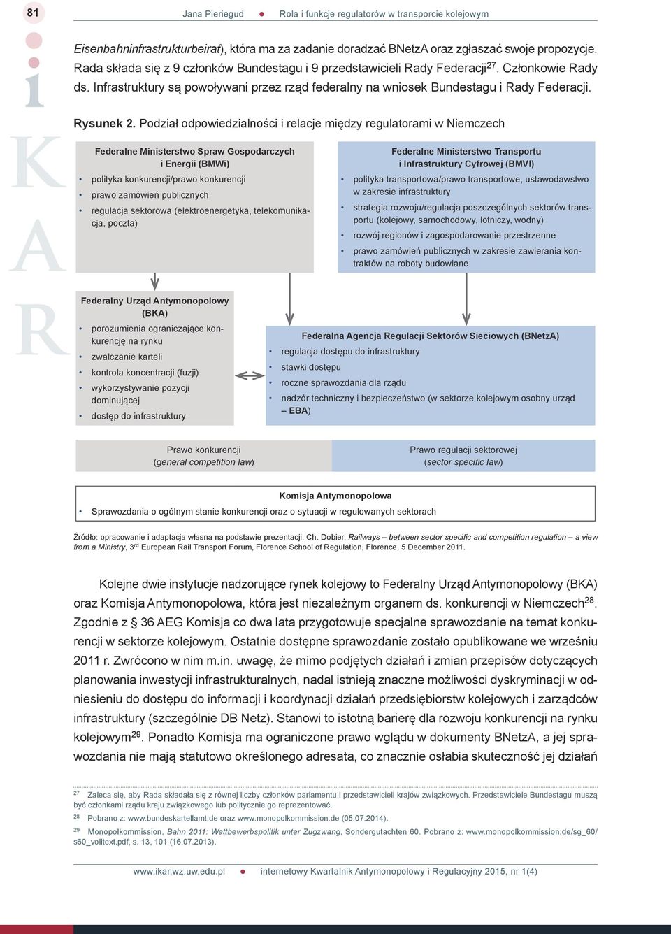 Podział odpowiedzialności i relacje między regulatorami w Niemczech Federalne Ministerstwo Spraw Gospodarczych i Energii (BMWi) polityka konkurencji/prawo konkurencji prawo zamówień publicznych