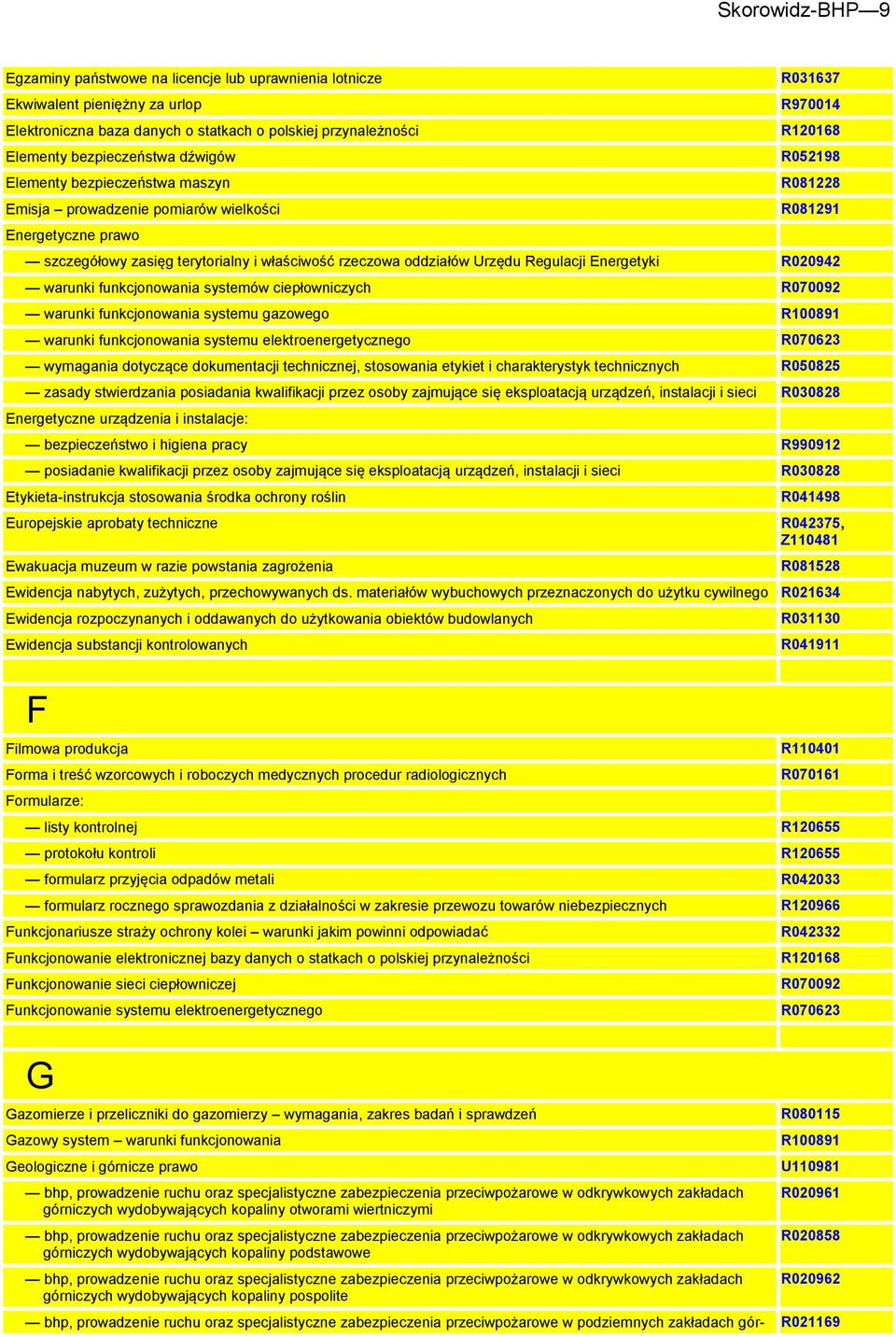 Urzędu Regulacji Energetyki R020942 warunki funkcjonowania systemów ciepłowniczych R070092 warunki funkcjonowania systemu gazowego R100891 warunki funkcjonowania systemu elektroenergetycznego R070623