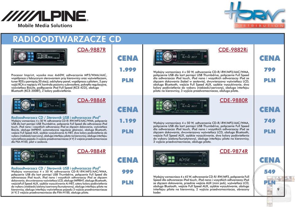 Bluetooth (KCE-300BT), 2 kolory podświetlenia.