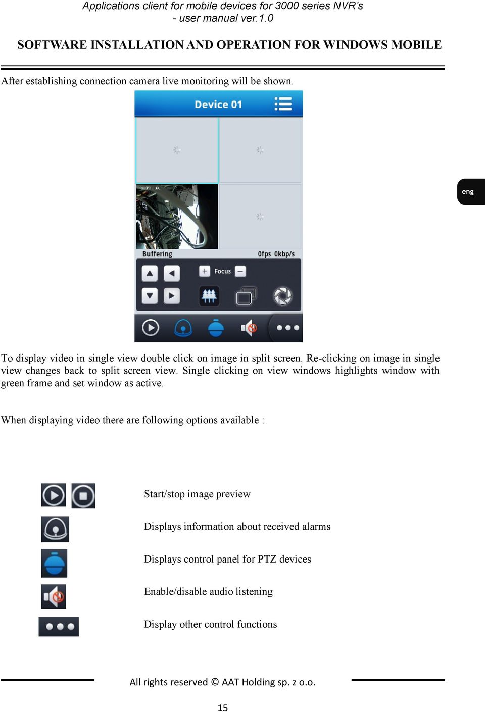 To display video in single view double click on image in split screen. Re-clicking on image in single view changes back to split screen view.