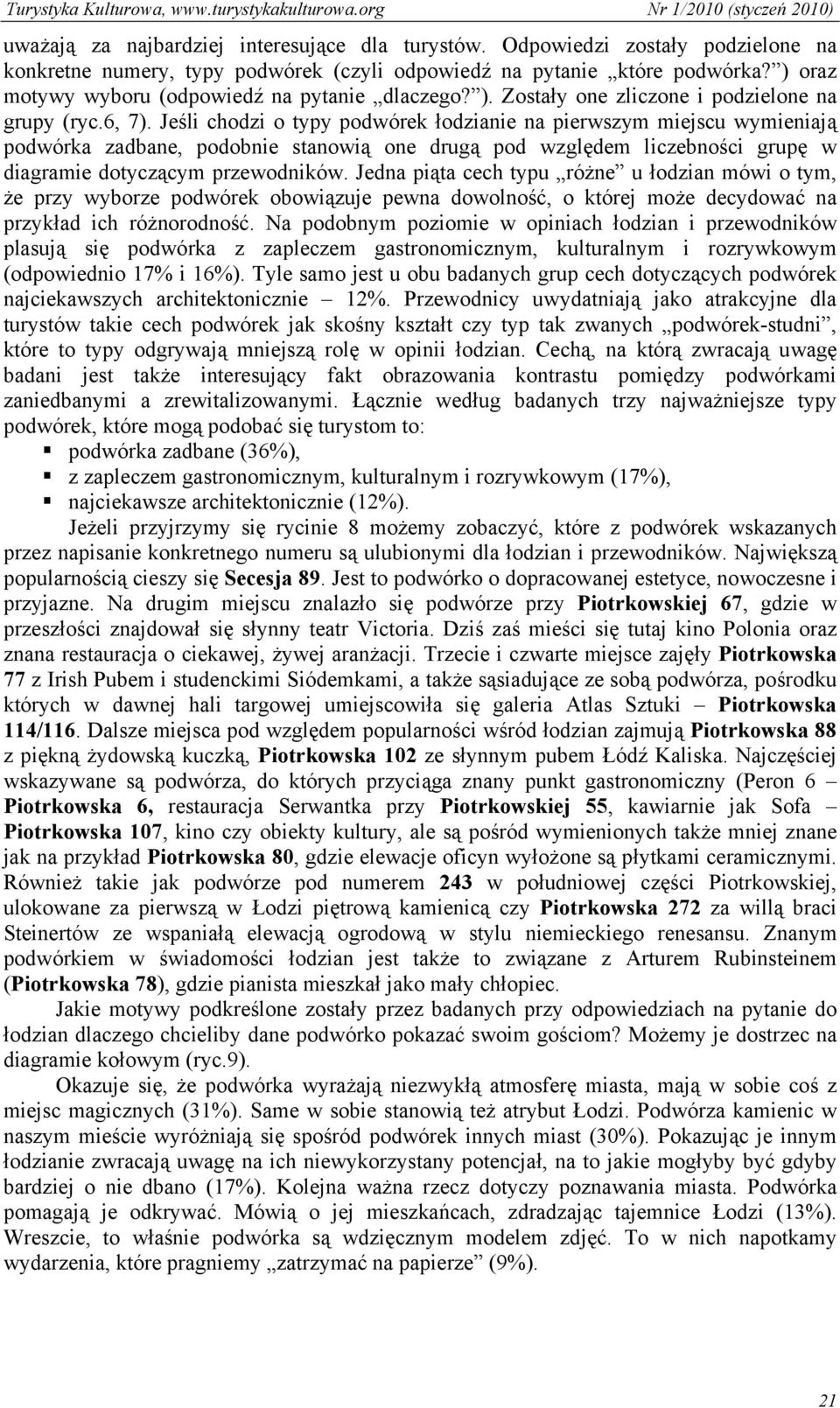 Jeśli chodzi o typy podwórek łodzianie na pierwszym miejscu wymieniają podwórka zadbane, podobnie stanowią one drugą pod względem liczebności grupę w diagramie dotyczącym przewodników.