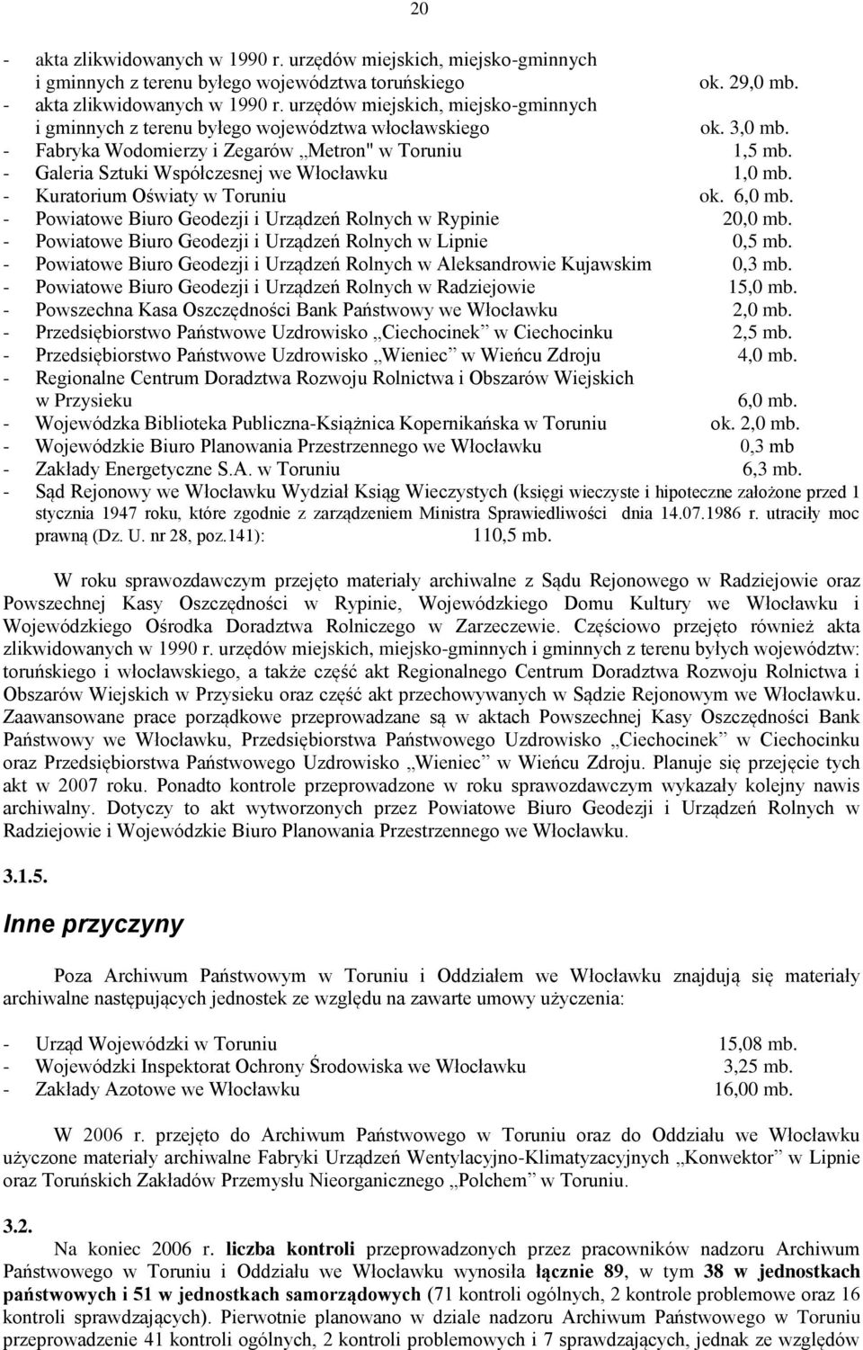 - Powiatowe Biuro Geodezji i Urządzeń Rolnych w Rypinie 20,0 mb. - Powiatowe Biuro Geodezji i Urządzeń Rolnych w Lipnie 0,5 mb.