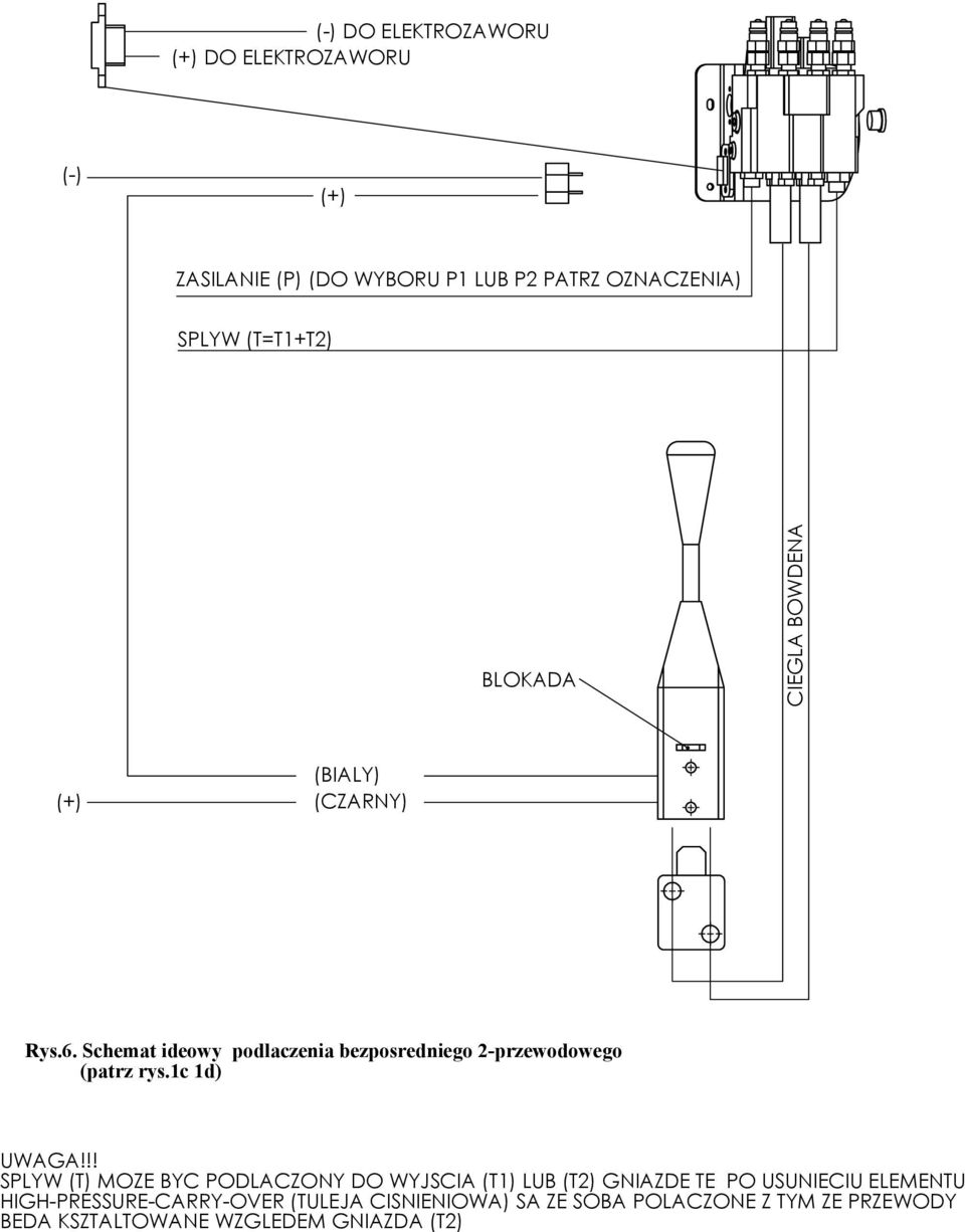 Schemat ideowy podlaczenia bezposredniego 2-przewodowego (patrz rys.1c 1d) UWAGA!