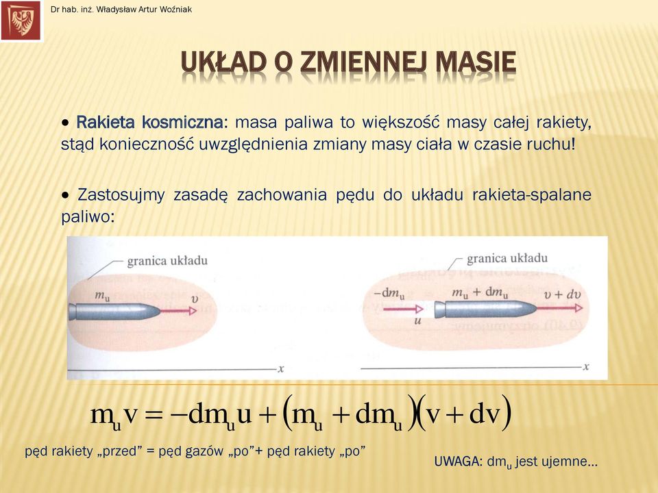 wększość asy całej rakety, stąd koeczość względea zay asy cała w czase