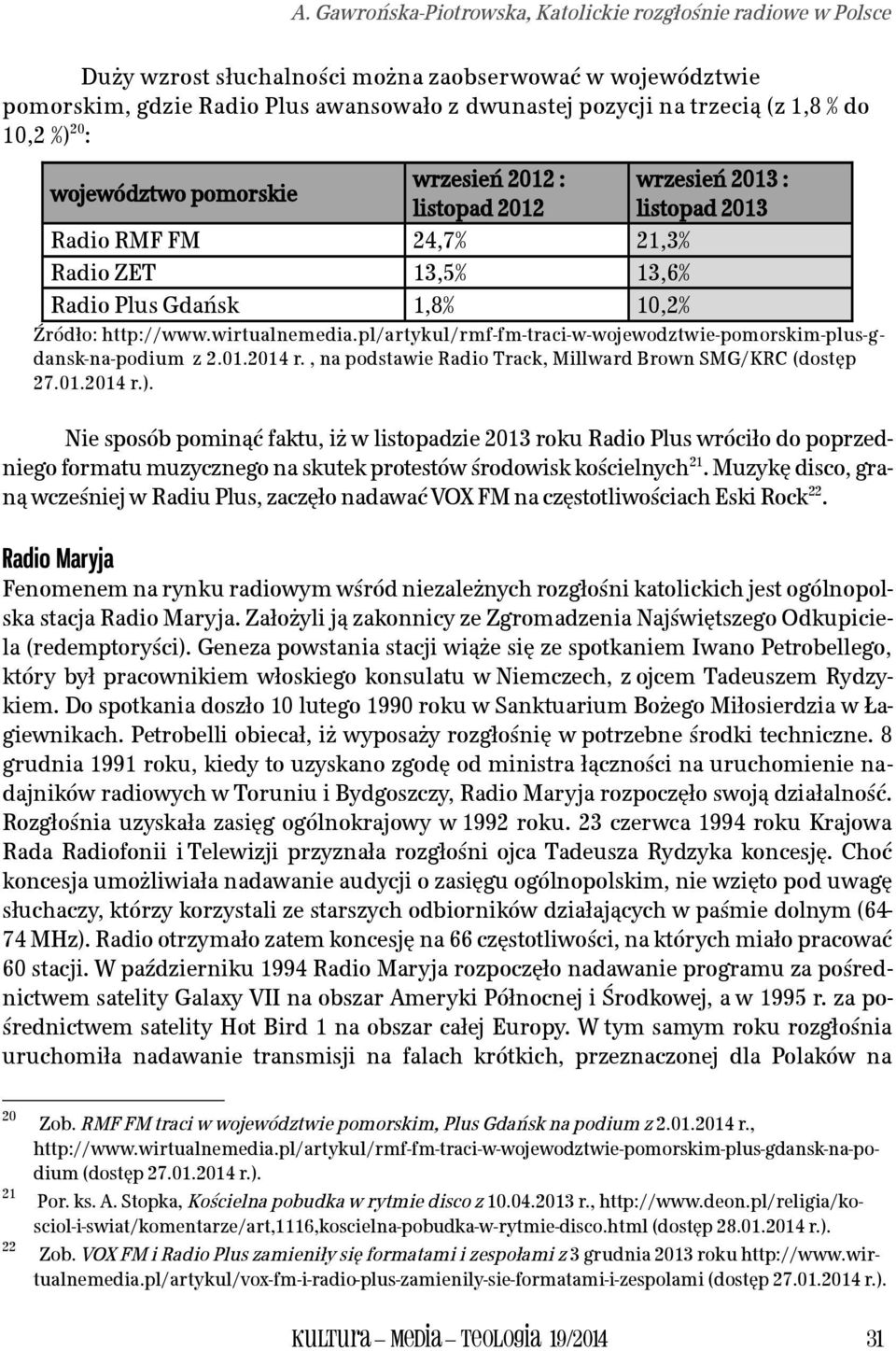 wirtualnemedia.pl/artykul/rmf-fm-traci-w-wojewodztwie-pomorskim-plus-gdansk-na-podium z 2.01.2014 r., na podstawie Radio Track, Millward Brown SMG/KRC (dostęp 27.01.2014 r.).