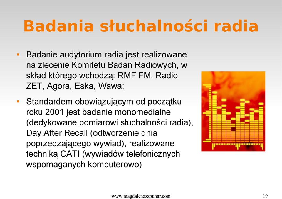 badanie monomedialne (dedykowane pomiarowi słuchalności radia), Day After Recall (odtworzenie dnia