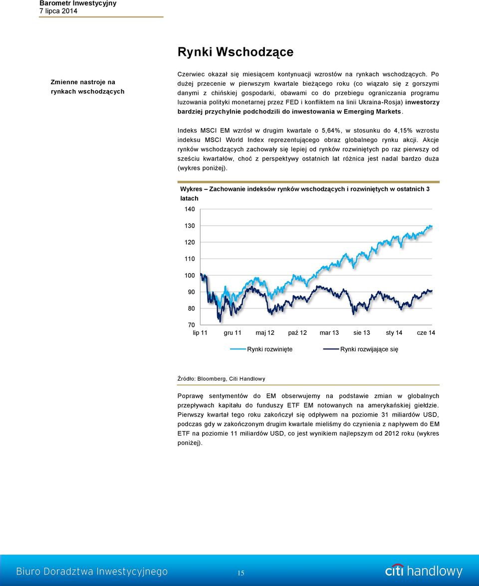 i konfliktem na linii Ukraina-Rosja) inwestorzy bardziej przychylnie podchodzili do inwestowania w Emerging Markets.