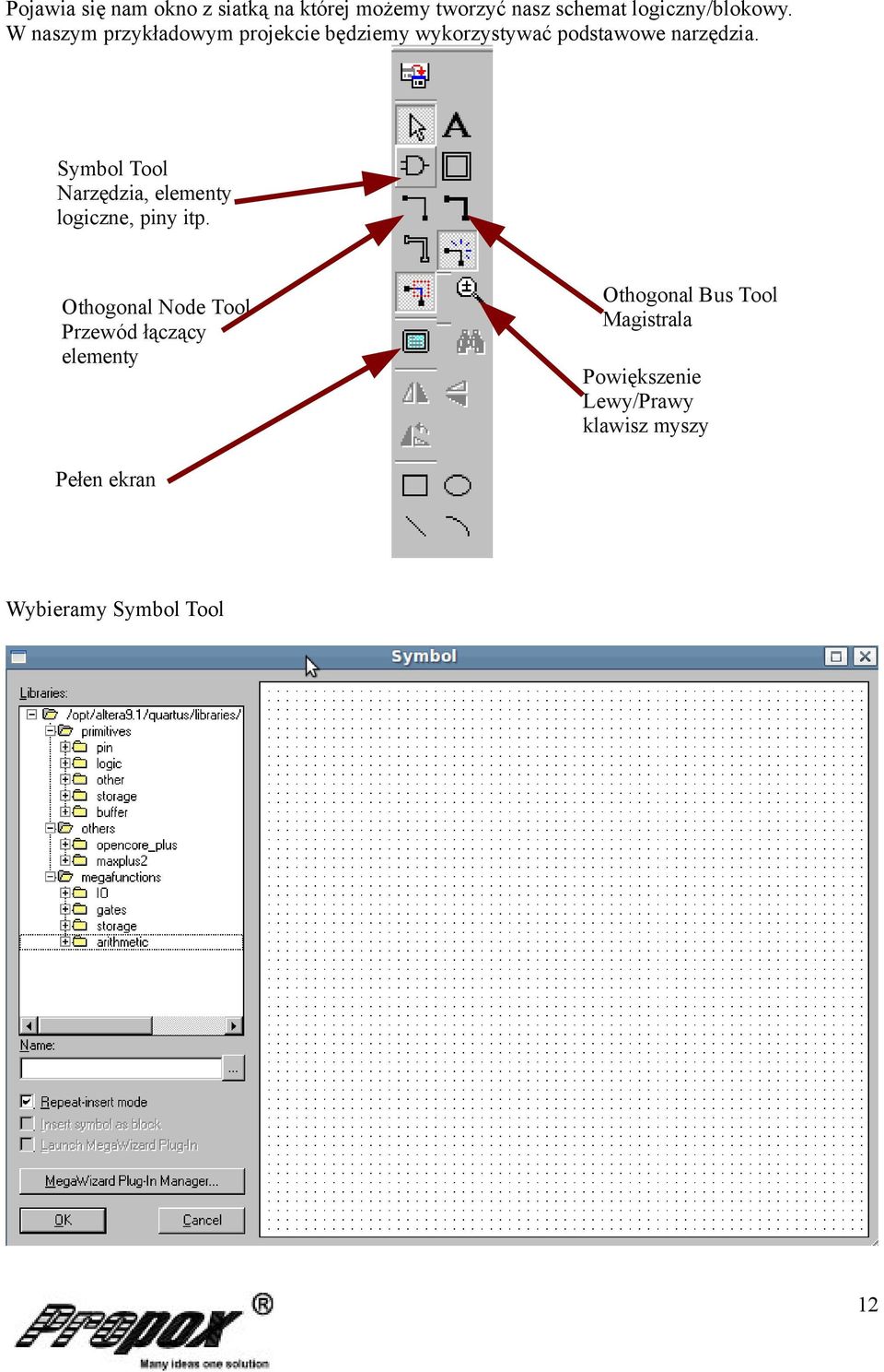 Symbol Tool Narzędzia, elementy logiczne, piny itp.