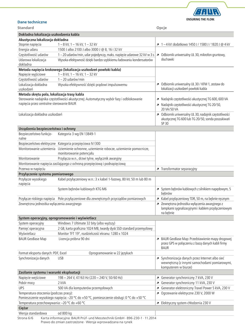 napięcie udarowe 32 kv w 3 s Odbiornik uniwersalny UL 30, mikrofon gruntowy, Udarowa lokalizacja Wysoka efektywność dzięki bardzo szybkiemu ładowaniu kondensatorów słuchawki dokładna Metoda napięcia