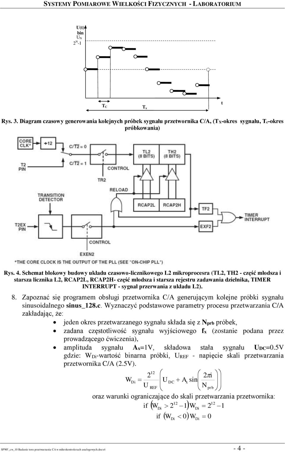 INTERRUPT - sygnał przerwania z układu L2). 8. Zapoznać się programem obsługi przetwornika C/A generujący