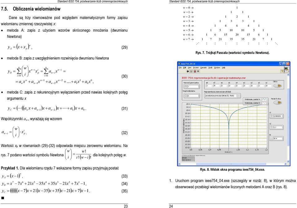 O y B = w w w i i x xp = i= i i= = a w w x w + a x w w a + a w i w x x w i w = + K+ ax + a x, (3) metoda C: zapis z rekurencyjnym wyłączeniem przed nawias kolejnych potęg argumentu x y ( (( awx + aw