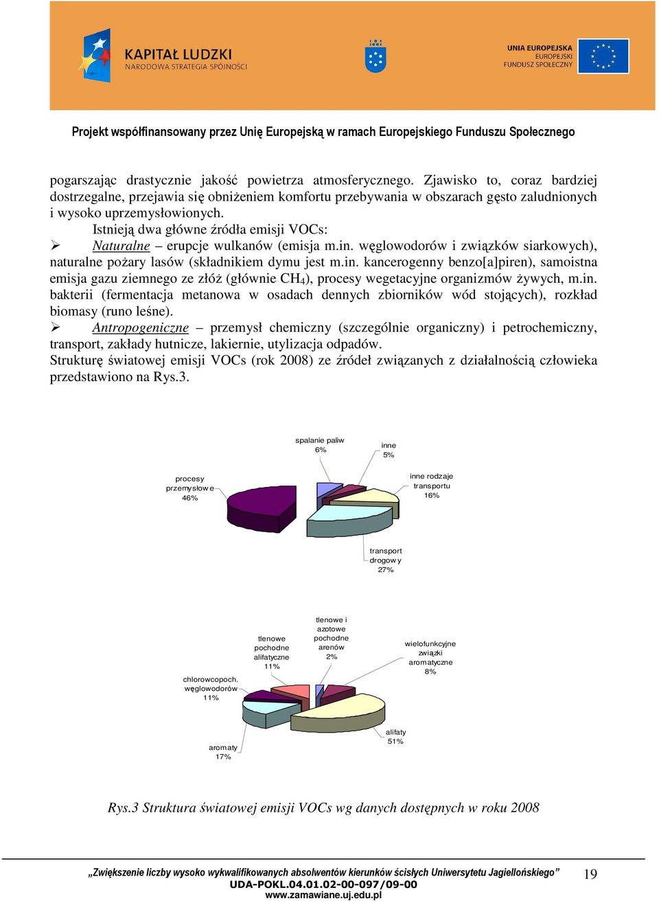 Istnieją dwa główne źródła emisji VOCs: Naturalne erupcje wulkanów (emisja m.in.