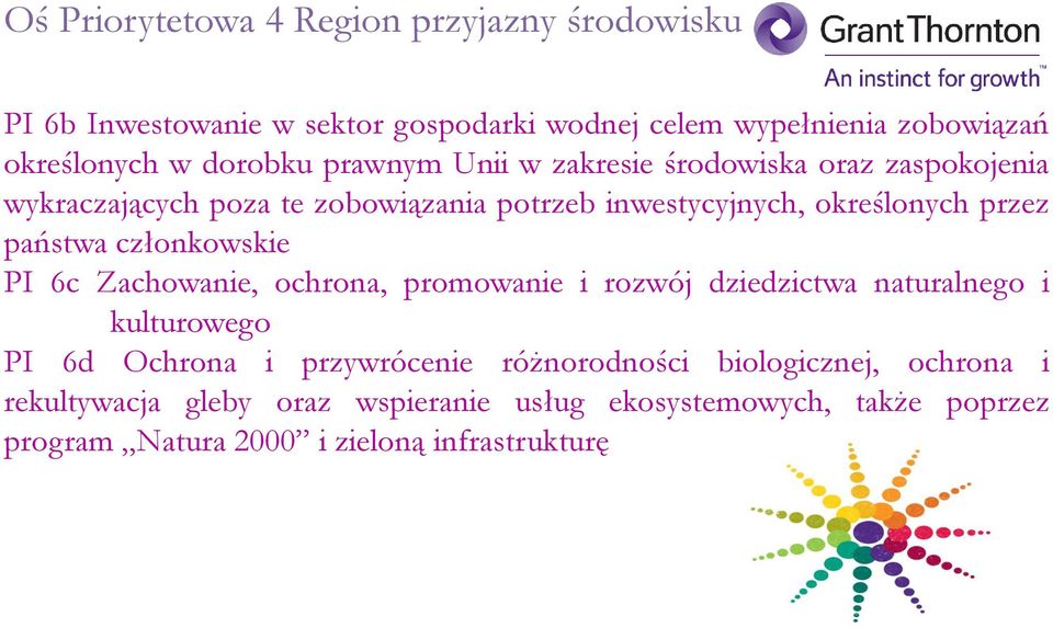 państwa członkowskie PI 6c Zachowanie, ochrona, promowanie i rozwój dziedzictwa naturalnego i kulturowego PI 6d Ochrona i przywrócenie