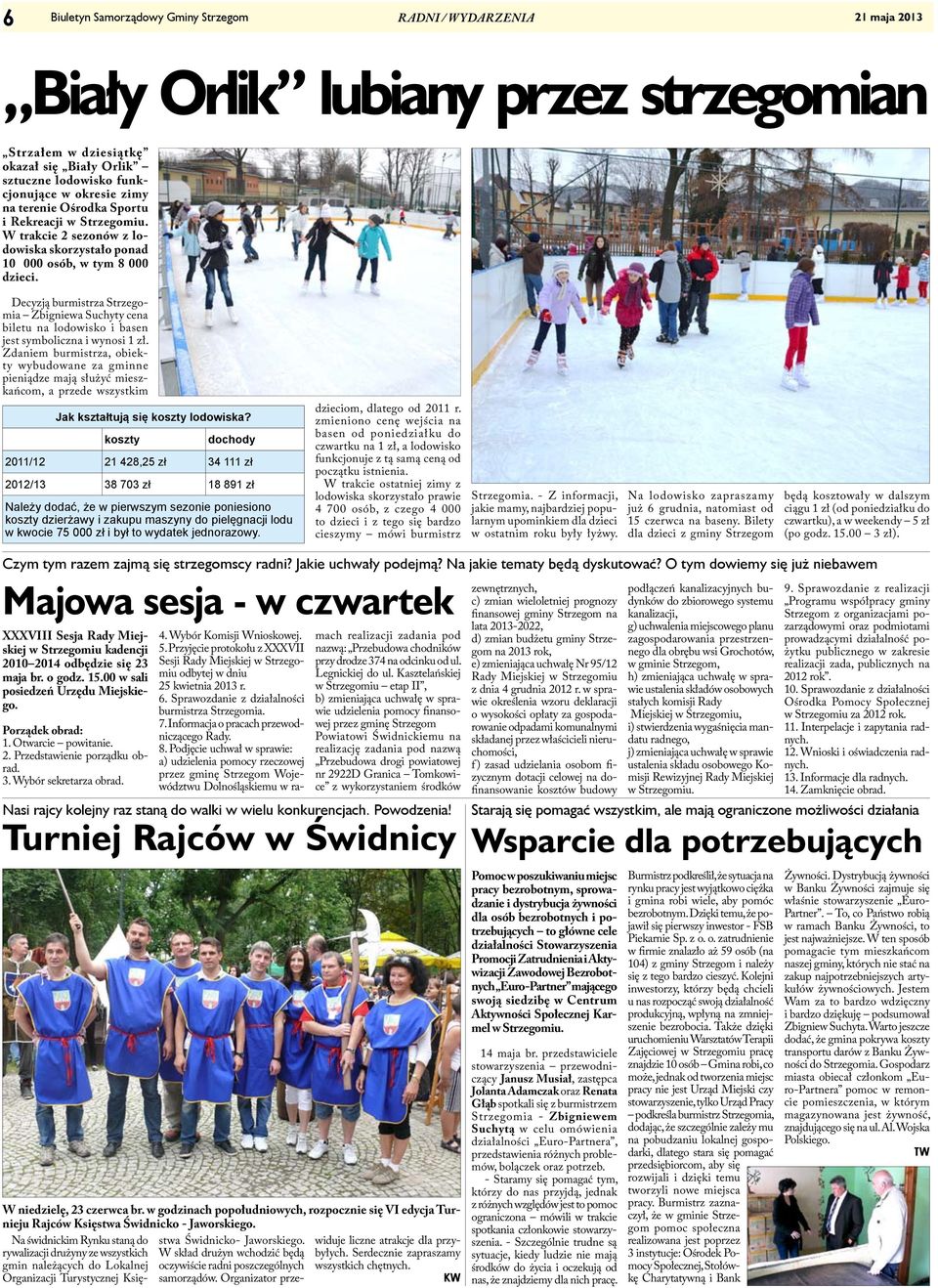 Decyzją burmistrza Strzegomia Zbigniewa Suchyty cena biletu na lodowisko i basen jest symboliczna i wynosi 1 zł.