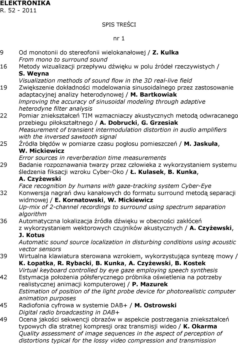 Bartkowiak lmproving the accuracy of sinusoidal modeling through adaptive heterodyne filter analysis 22 Pomiar zniekształceń TIM wzmacniaczy akustycznych metodą odwracanego przebiegu piłokształtnego