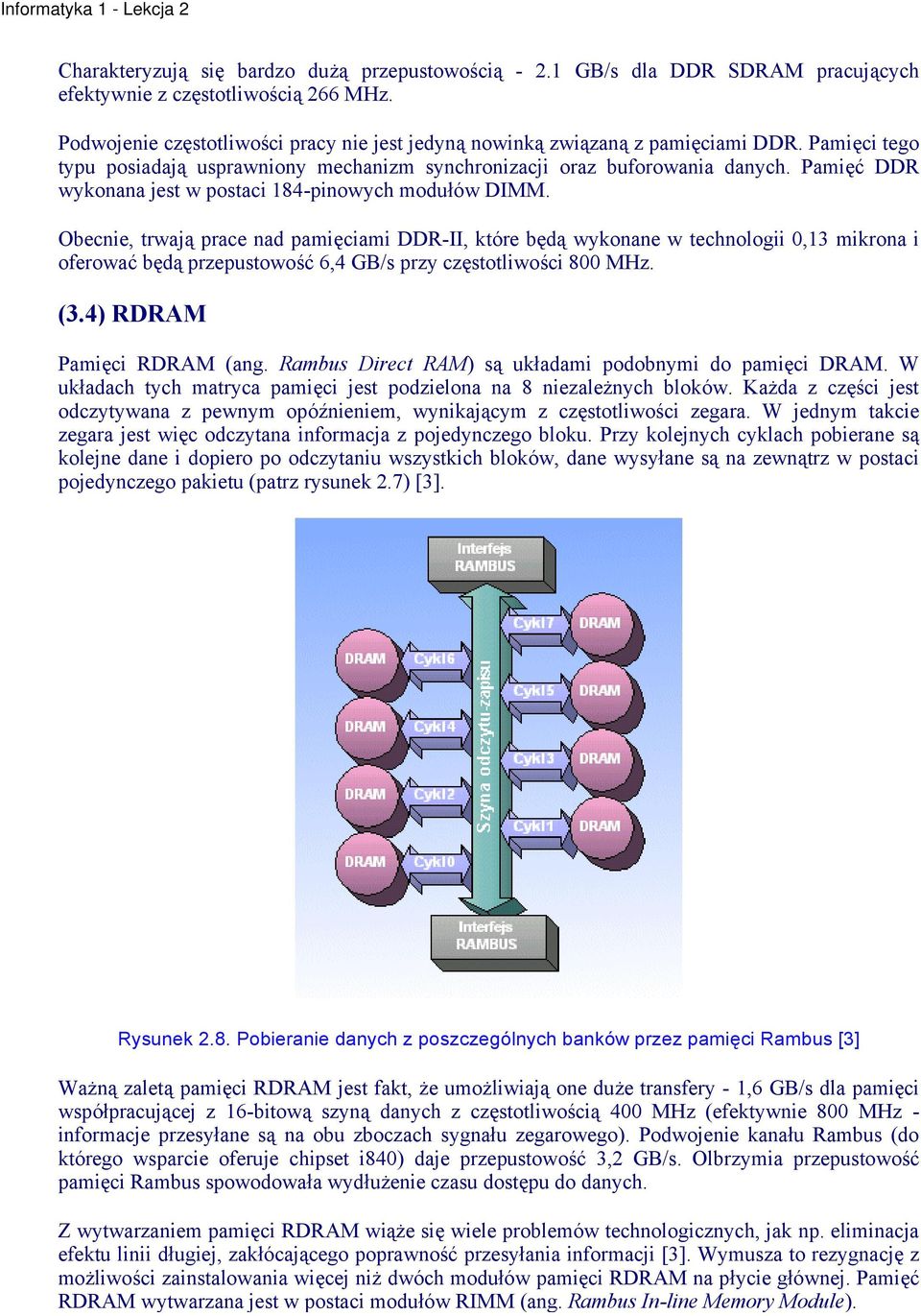 Pamięć DDR wykonana jest w postaci 184-pinowych modułów DIMM.