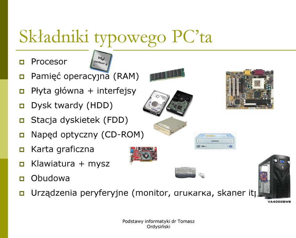 (FDD) Napęd optyczny (CD-ROM) Karta graficzna Klawiatura +